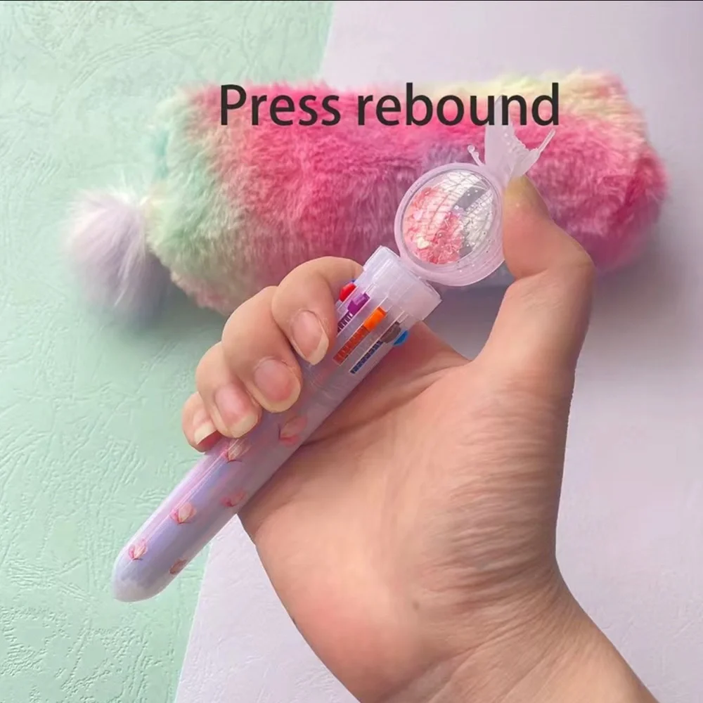 Rainbow Plush Pencil Case With Pen 2 Pieces Set